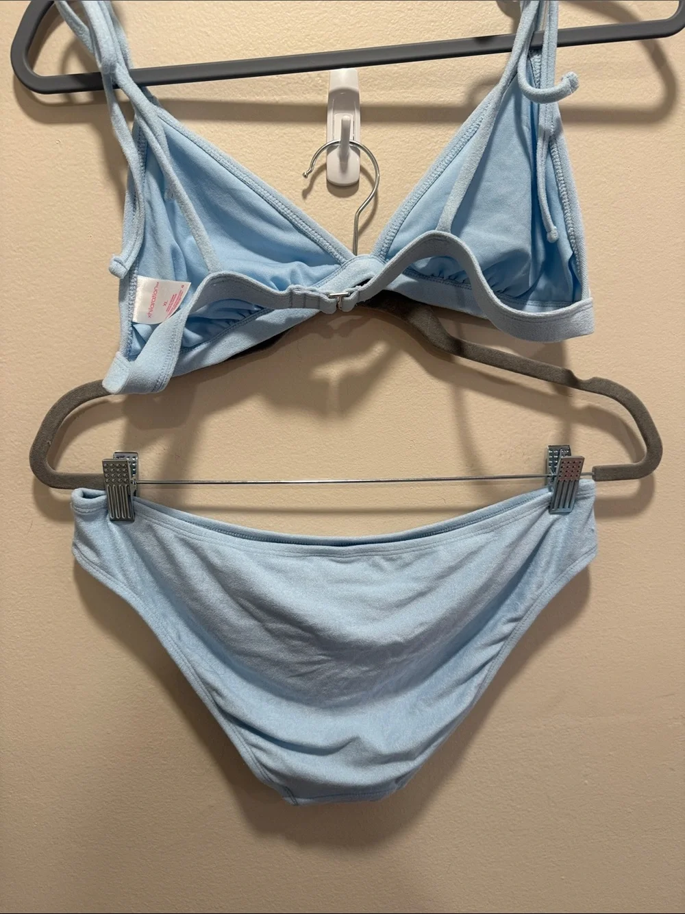Xhilaration Light Blue Tie-Shoulder Triangle Bikini Set
